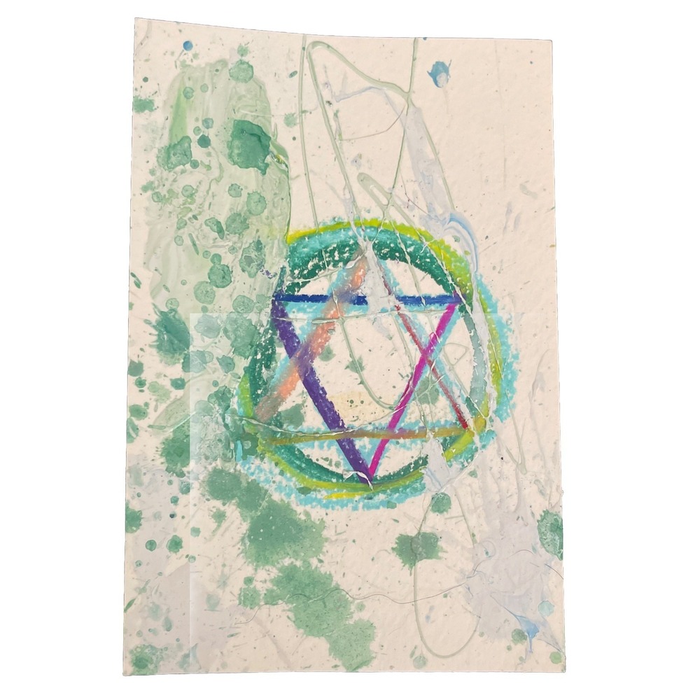 Star of David ACEO Painting 4x6 Contemporary Expressionist Minimalism Art